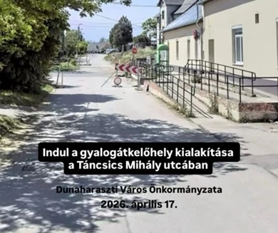 Járdarekonstrukció és a gyalogátkelőhely kiépítése a Művelődési Háznál Dunaharasztin