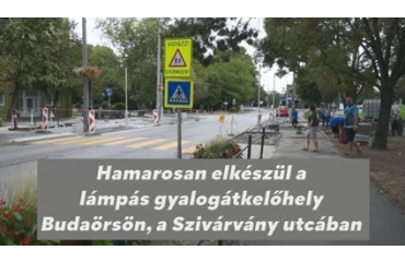 Lámpás gyalogátkelő épül Budaörsön, a Szivárvány utcában