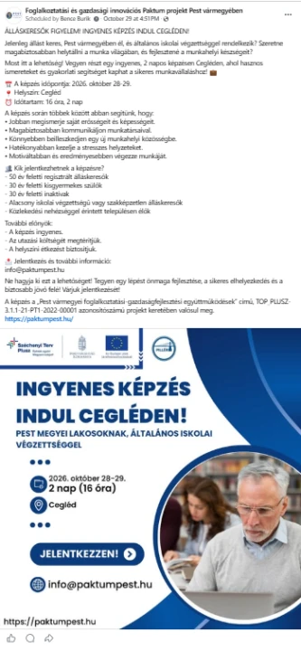 Ingyenes képzés általános iskolát végzetteknek