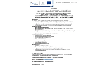 FELHÍVÁS  ALACSONY ISKOLAI VÉGZETTSÉGŰ ÁLLÁSKERESŐKNEK!