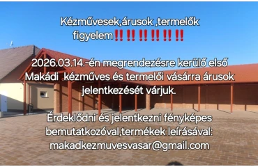 Kézművesek, árusok, termelők figyelem!