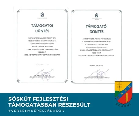 Sóskút fejlesztési támogatásban részesült a Versenyképes Járások Program keretében
